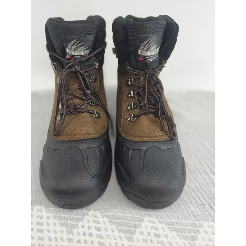 Itasca Mens 3M Thinsulate Insulated Snow Boots Brown Black Winter 6448081 Sz 11
